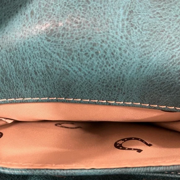 Crossbody purse turquoise/white/taupe - Picture 3 of 6